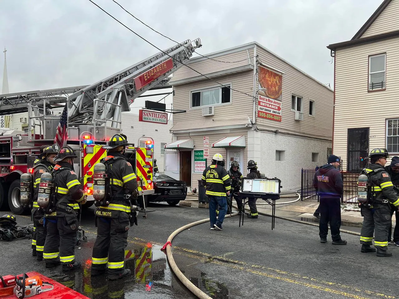 Fire heavily damages legendary New Jersey pizza shop. 